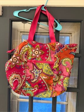 Vera Bradley Pink Orange Multi Floral Paisley Tote